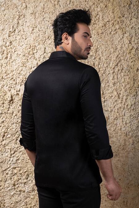 Priyanka Haralalka Black Embroidery Hand Designer Shirt Online at Aza Fashions Priyanka Haralalka_Black Embroidery Hand Designer Shirt _Online_at_Aza_Fashions