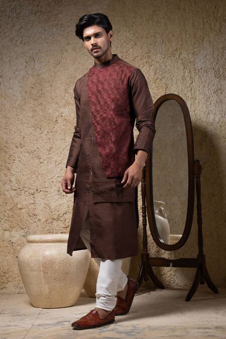 Buy Priyanka Haralalka Brown Cotton, Silk Embroidery Designer Hand Kurta Set Online at Aza Fashions Buy_Priyanka Haralalka_Brown Cotton, Silk Embroidery Designer Hand Kurta Set _Online_at_Aza_Fashions