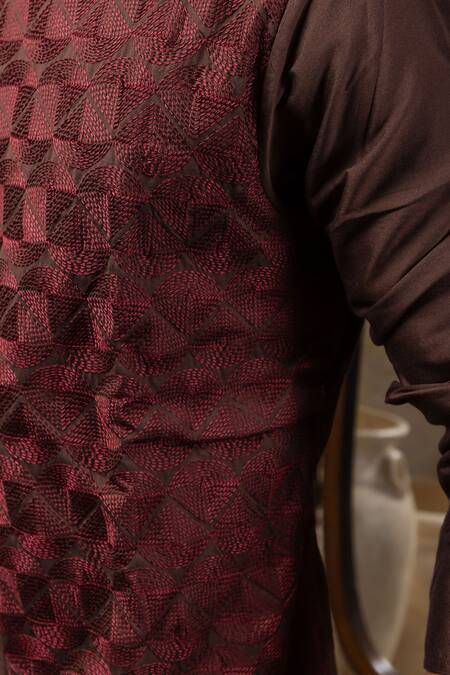 Buy Priyanka Haralalka Brown Cotton, Silk Embroidery Designer Hand Kurta Set Buy_Priyanka Haralalka_Brown Cotton, Silk Embroidery Designer Hand Kurta Set