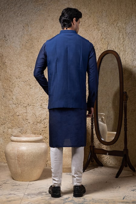 Priyanka Haralalka Navy Blue Designer Nehru Jacket Set 