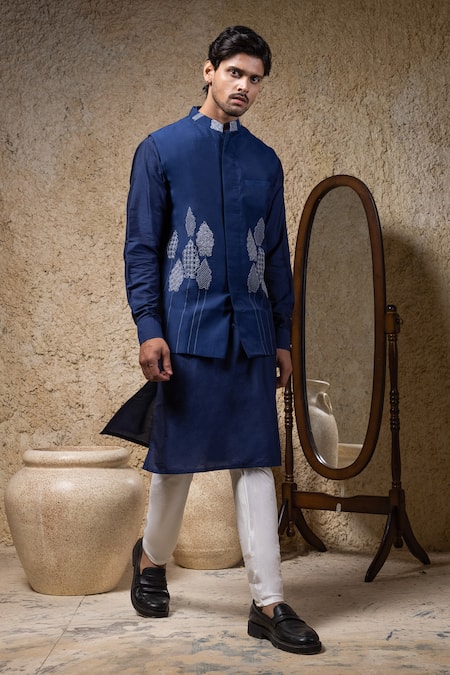 Priyanka Haralalka Navy Blue Designer Nehru Jacket Set 
