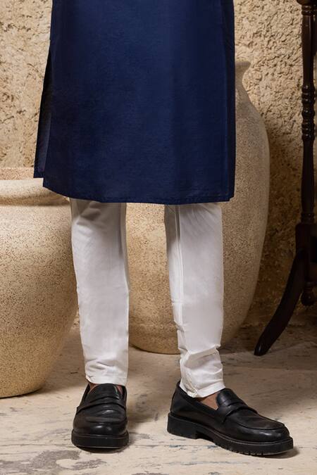 Priyanka Haralalka_Navy Cotton, Silk Blue Kurta Pant Set _Online_at_Aza_Fashions