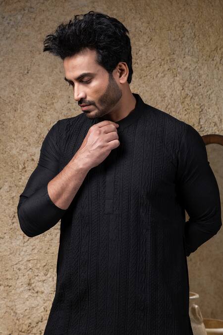 Buy Priyanka Haralalka Black Cotton, Silk Embroidery Shadow Kurta And Pant Set Online at Aza Fashions Buy_Priyanka Haralalka_Black Cotton, Silk Embroidery Shadow Kurta And Pant Set _Online_at_Aza_Fashions