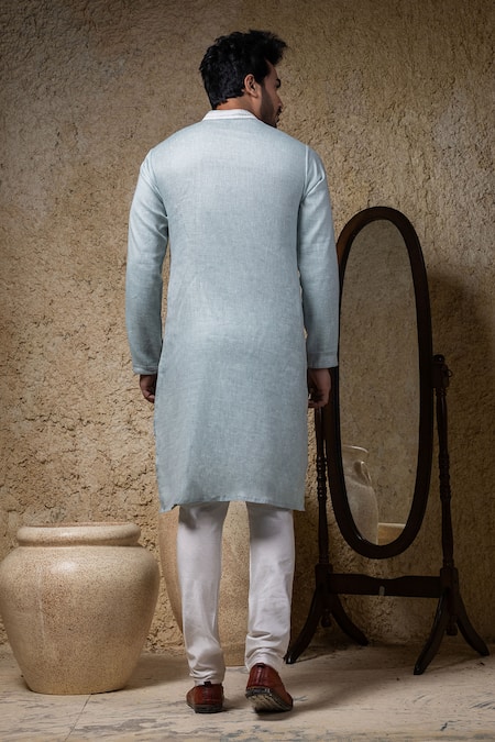 Priyanka Haralalka Sea Blue Applique Embroidered Kurta Set 