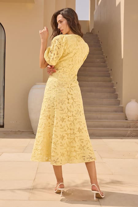 House Of Eda Lace Overlay Midi Dress 