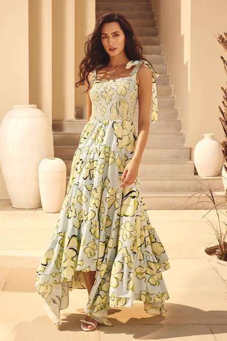 House Of Eda Floral Print Ruffle Hem Dress 