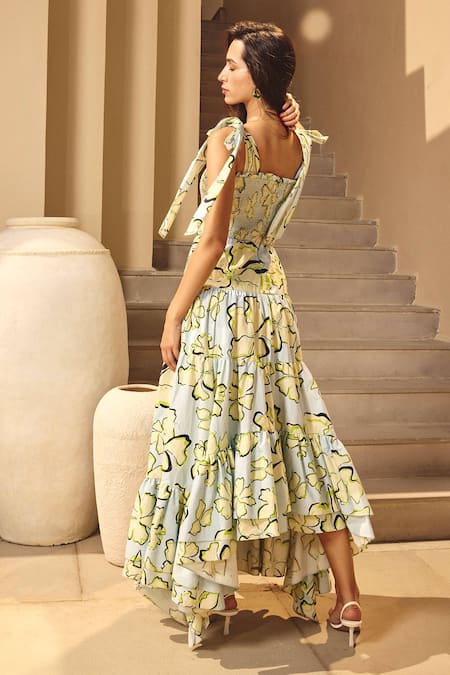 House Of Eda Floral Print Ruffle Hem Dress 