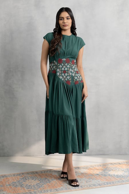 Neelu And Manvi Green Applique Designer Dress 