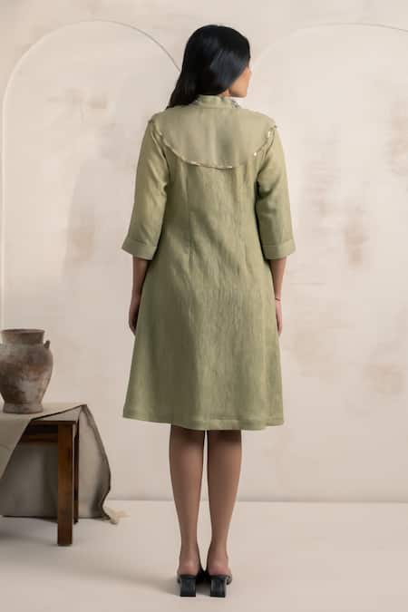 Neelu And Manvi Hand Embroidered Green Dress 