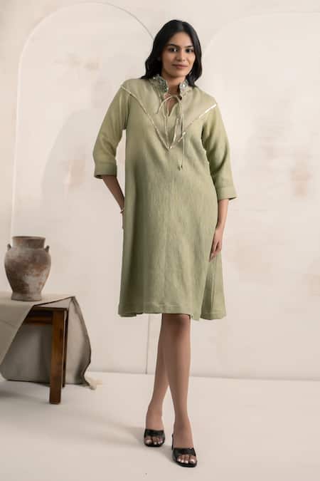 Neelu And Manvi Hand Embroidered Green Dress 