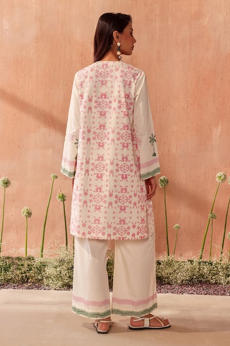 Seema Nanda Floral Print Ivory Kurta Set 