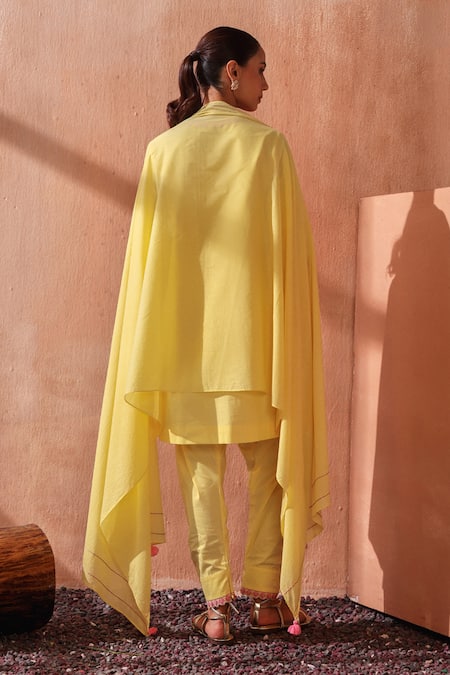 Seema Nanda Lemon Yellow Nooriya Kurta Set 