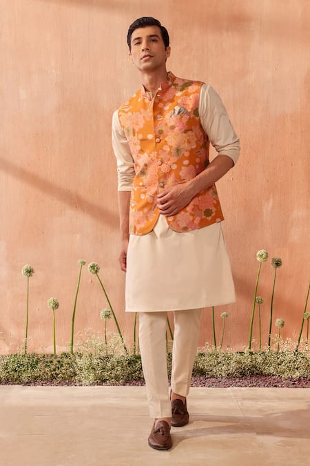 Seema Nanda Mustard Yellow Silk Chanderi Bundi 