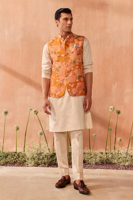 Seema Nanda Mustard Yellow Silk Chanderi Bundi 