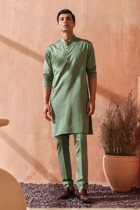 Seema Nanda Sage Green Giza Cotton Kurta Set 