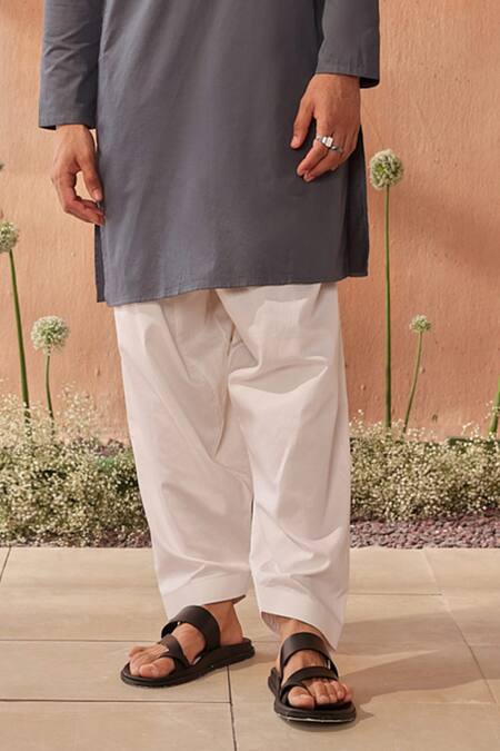 Buy_Seema Nanda_Charcoal Cotton Embroidery Grey Raunak Kurta Set _Online_at_Aza_Fashions