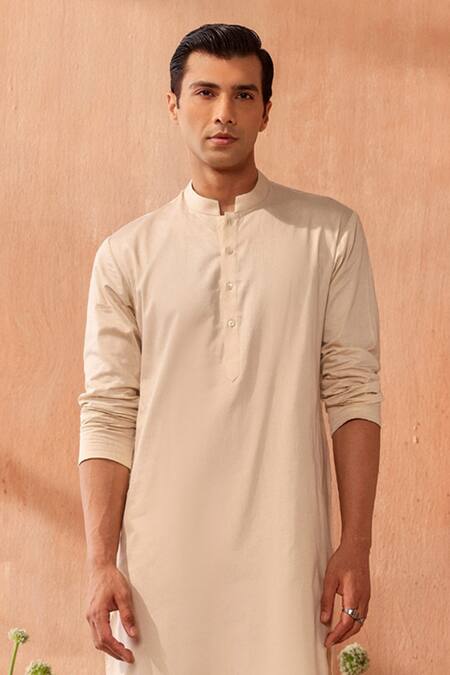 Buy_Seema Nanda_Beige Cotton Giza Kurta Set _Online_at_Aza_Fashions