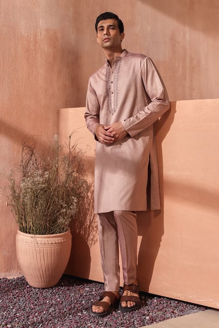 Seema Nanda Light Brown Giza Cotton Kurta Set 