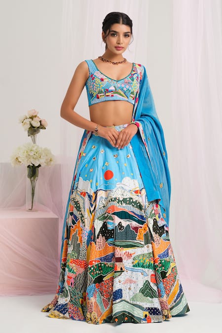 House Of Akshata Vibrant Embroidered Lehenga Set 