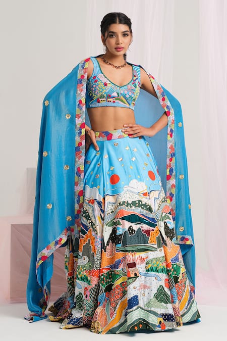 House Of Akshata Vibrant Embroidered Lehenga Set 