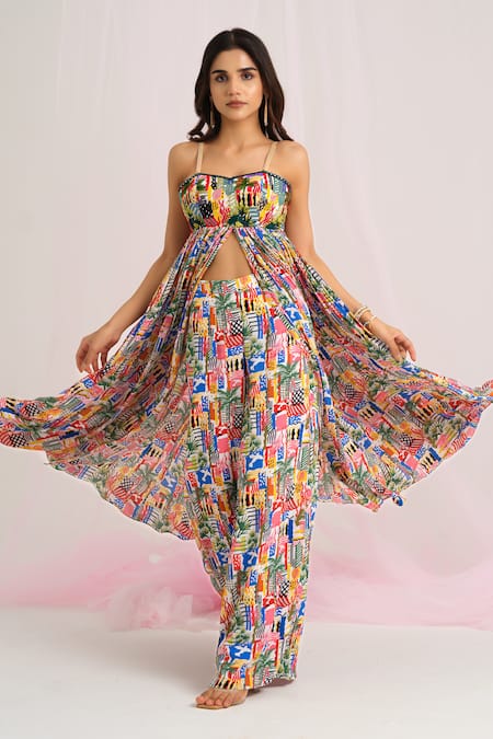 House Of Akshata Multi-colour Beach Elegance Coord Set 