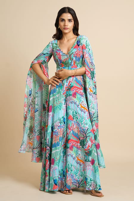 House Of Akshata Elegant Cape Jumpsuit 