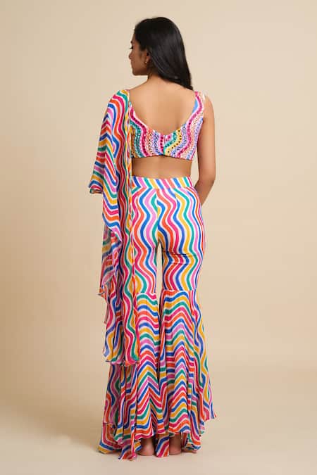 House Of Akshata Vibrant Elegance Drape Sharara Set 