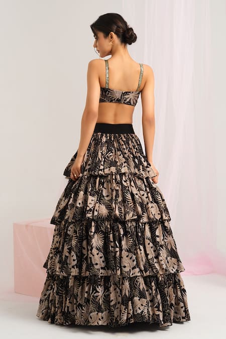 House Of Akshata Tropical Leaf Lehenga Set 