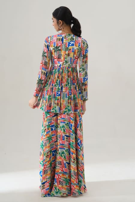 House Of Akshata Radiant Bloom Peplum Set 