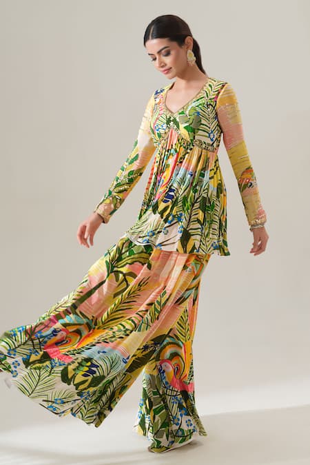 House Of Akshata Tropical Breeze Peplum Set 