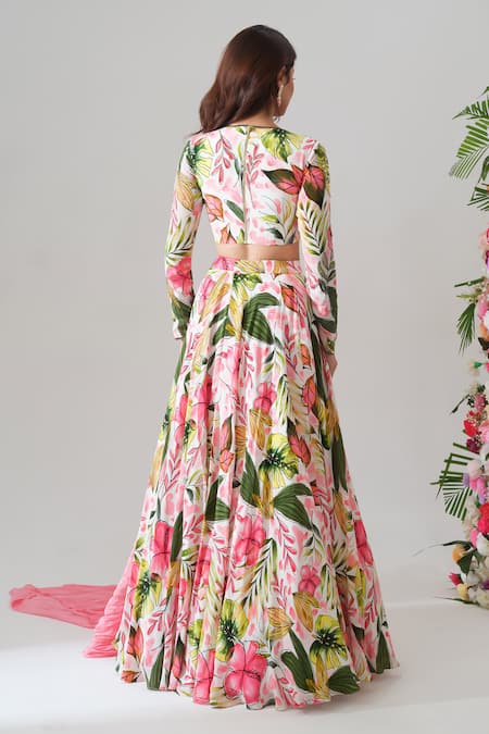 House Of Akshata Tropical Bliss Floral Lehenga Set 