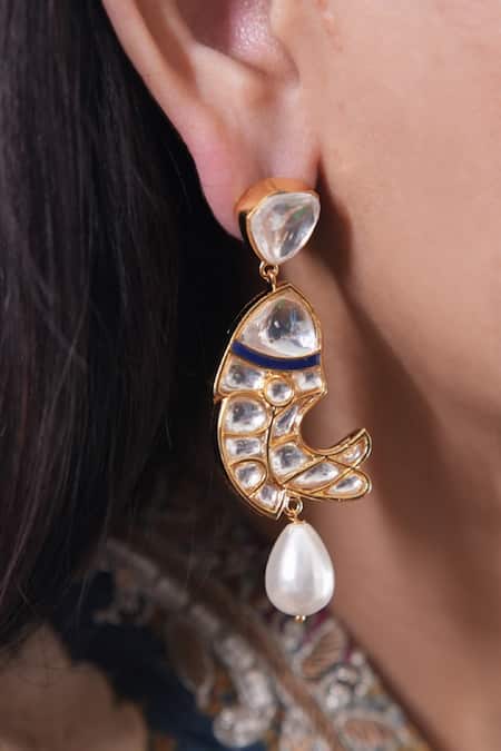 Vasundhara Gold Plated Pearls, Stones Veera Designer Earrings 