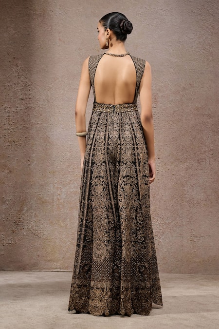 Tarun Tahiliani Designer Black-Gold Jumpsuit 