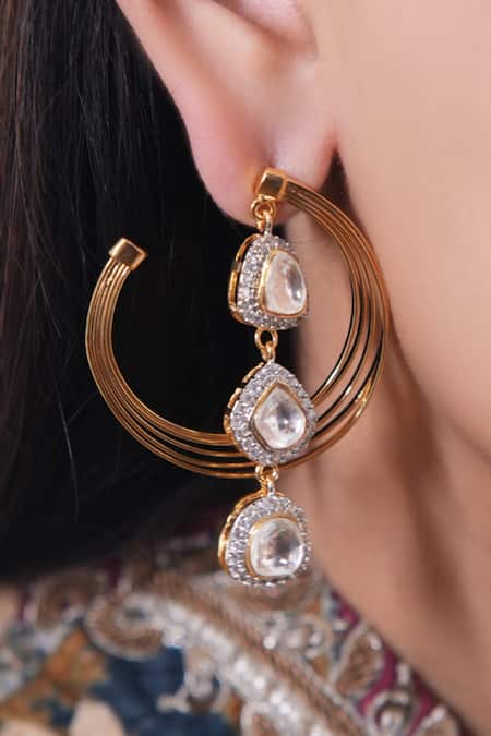 Vasundhara Gold Plated Stones Designer Charul Earrings 