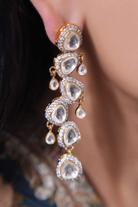 Vasundhara Gold Plated Gemstones Embellished Earrings 