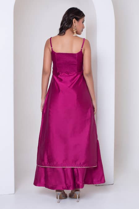 Pomcha Jaipur Rani Pink Gota Patti Kurta Set 