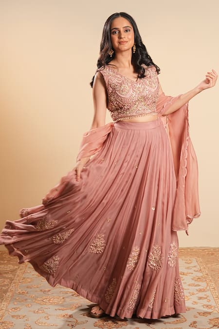 Sonali Methi Designer Onion Pink Lehenga Set 