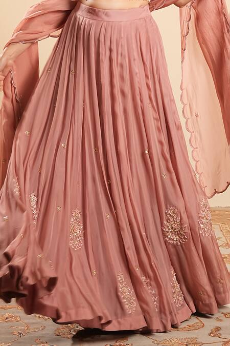 Buy Sonali Methi Pink Organza Embroidery V-neck Designer Onion Lehenga Set Online at Aza Fashions Buy_Sonali Methi_Pink Organza Embroidery V-neck Designer Onion Lehenga Set _Online_at_Aza_Fashions