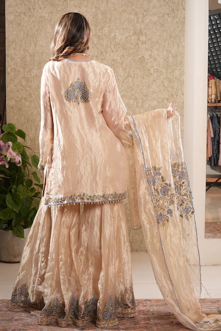 Sonali Methi Golden Tissue Embroidered Sharara Set 