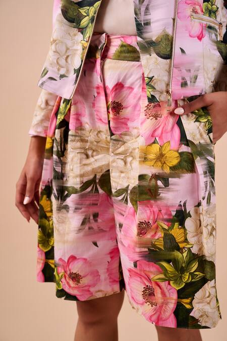 Buy Shriya Som Multi Color Canvas Collared Floral Smudge Biker Jacket Online at Aza Fashions Buy_Shriya Som_Multi Color Canvas Collared Floral Smudge Biker Jacket _Online_at_Aza_Fashions