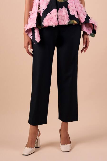Shriya Som_Blue Cotton Straight Fit Pant _Online_at_Aza_Fashions