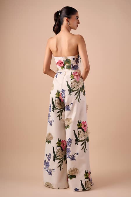 Shriya Som Multi Floral Strapless Jumpsuit 