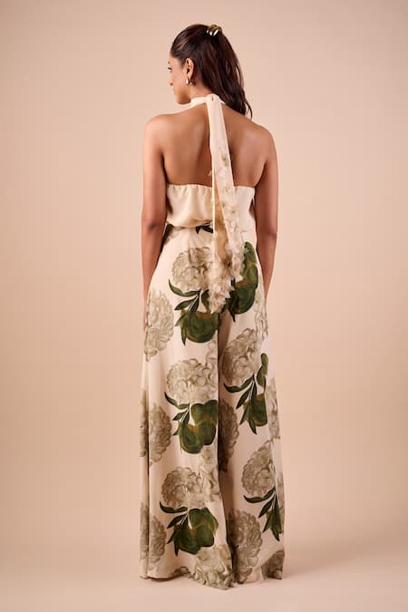 Shriya Som Multi Hydrangea Print Crepe Jumpsuit 