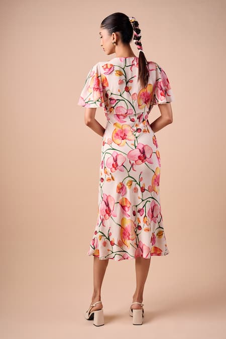 Shriya Som Orchid Print Crepe Dress 