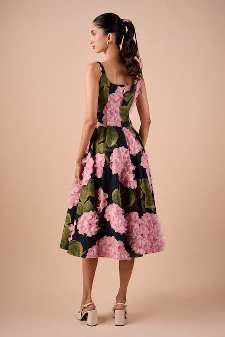 Shriya Som Hydrangea Print Midi Dress 