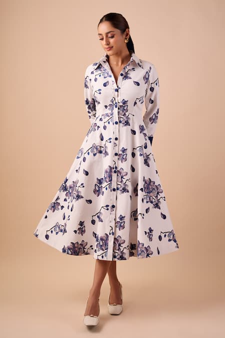 Shriya Som Orchid Print Shirt Dress 
