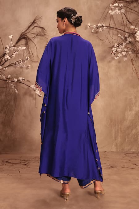 Label Niti Bothra Blue Embroidered Kaftan Set 