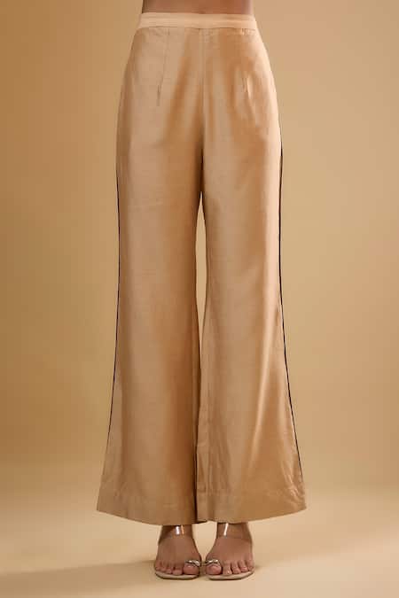 Label Niti Bothra_Cream Chinon Embroidery Collared Zardosi Co-ord Set _Online_at_Aza_Fashions