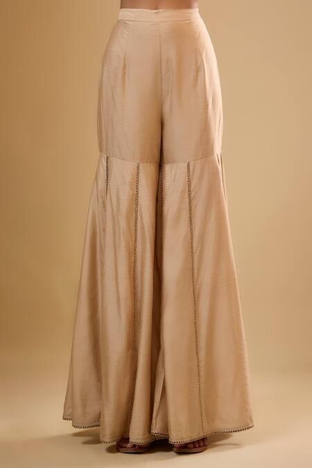 Label Niti Bothra Ivory Silk, Chinon Zari, Embroidery, Tassels, Gota Patti Round Neck Sharara Set Online at Aza Fashions Label Niti Bothra_Ivory Silk, Chinon Zari, Embroidery, Tassels, Gota Patti Round Neck Sharara Set _Online_at_Aza_Fashions