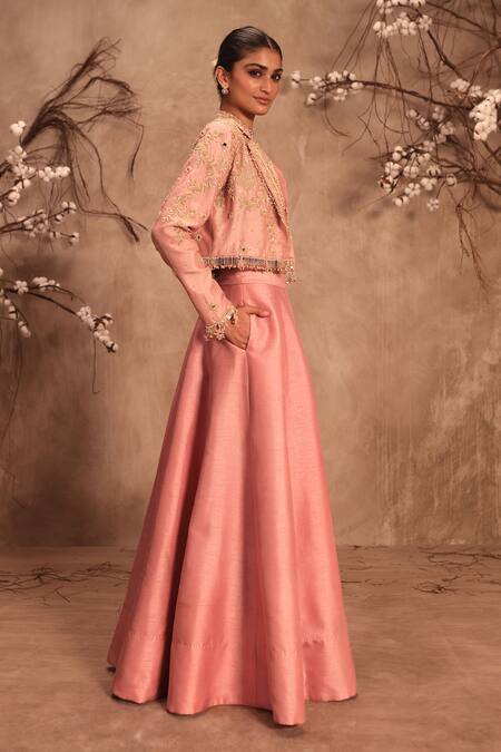 Buy Label Niti Bothra Pink Silk Pearls, Mirrors Open , Scoop Embroidered Light Lehenga Set Online at Aza Fashions Buy_Label Niti Bothra_Pink Silk Pearls, Mirrors Open , Scoop Embroidered Light Lehenga Set _Online_at_Aza_Fashions